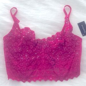 Bebe Beaded Bustier Bra Top M NWT Pink